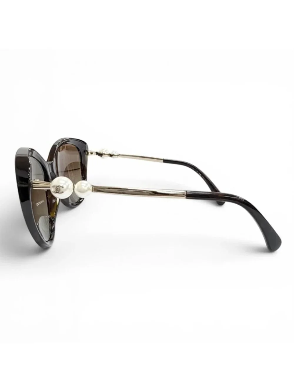 Chanel CC Logo Faux Pearl with Tortoiseshell Pattern Sunglasses Eyewear Brown